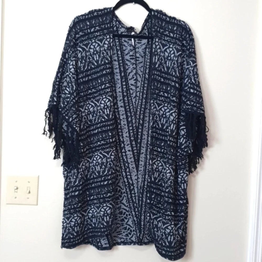 Free People Patterned Fringe Cardigan